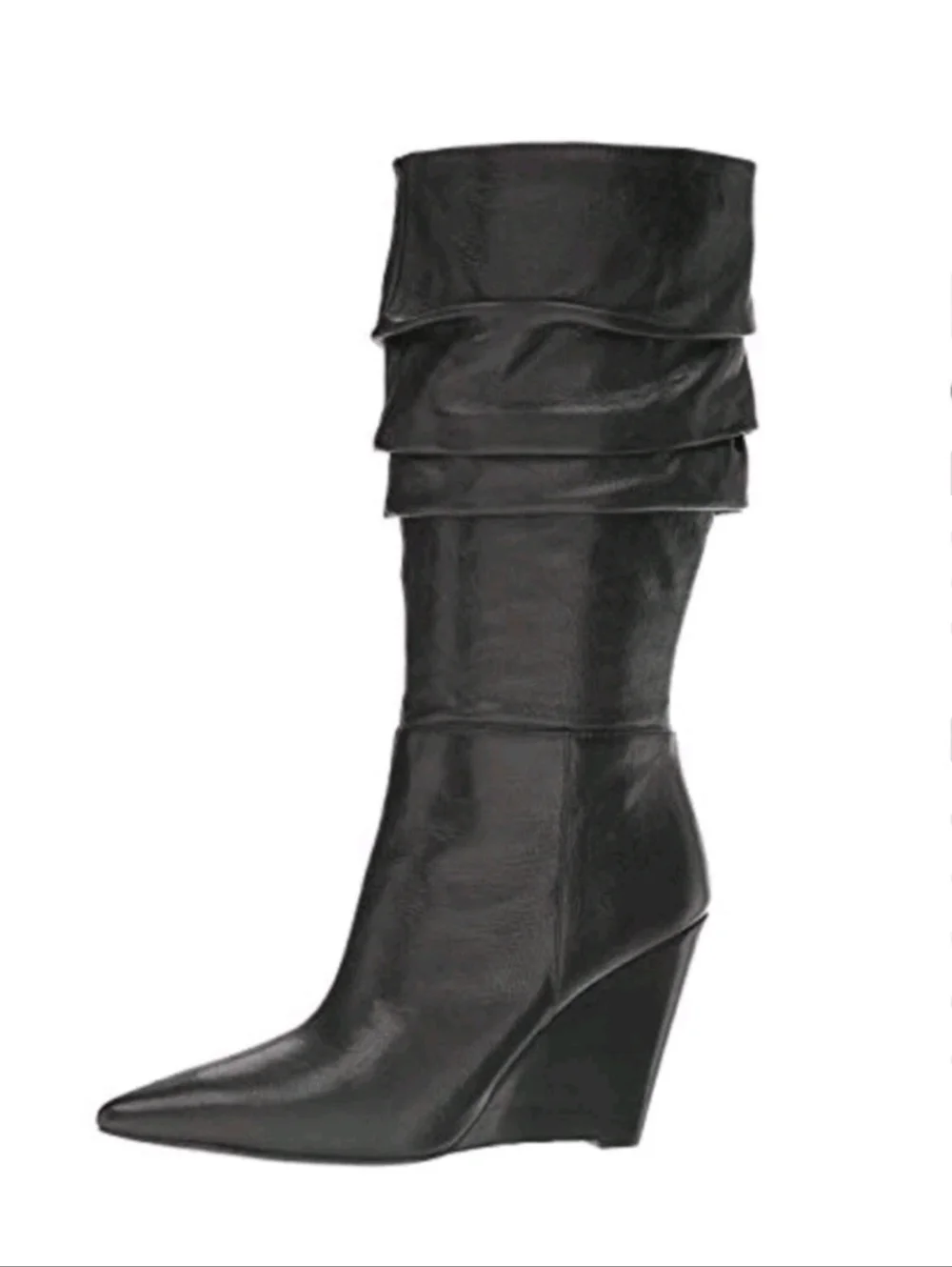 Nine West Black Vernese Genuine Leather Pointy Mid-Calf Boot . Size 9 1/2 M - Picture 2 of 9